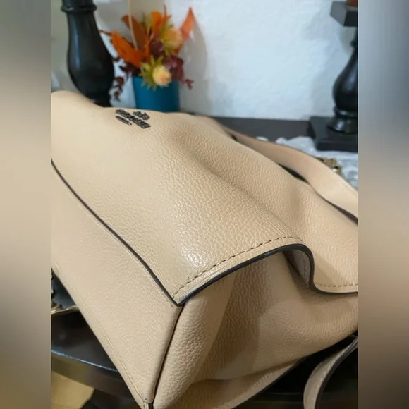 COACH Tan Natural Calf Leather Dufflette Crossbody Bag,Dark Nickel Tone hardware - Picture 12 of 16